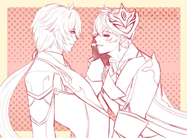 Sketch Zhongli &amp; Childe from Genshin Impact