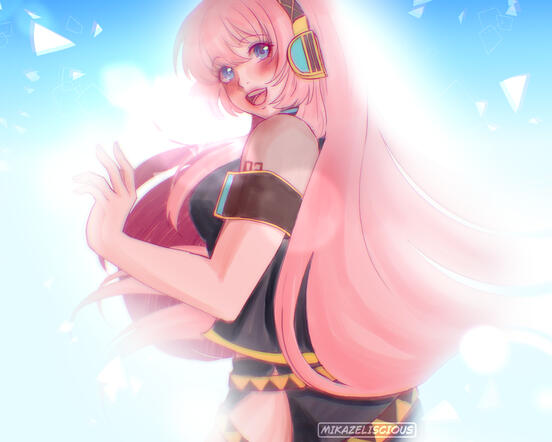 Coloured Sketch Style Halfbody Megurine Luka
